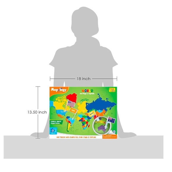 NWT Mapology World Map Puzzle with Countries, Flags and Capitals - Picture 11 of 14